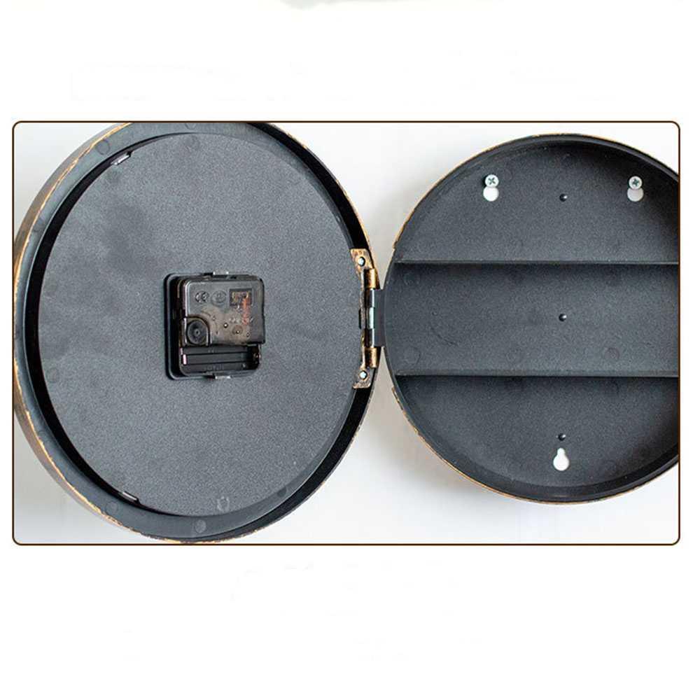 Jam Dinding Besar Bulat Vintage 25cm with Hidden Storage Box - OTYLHG544