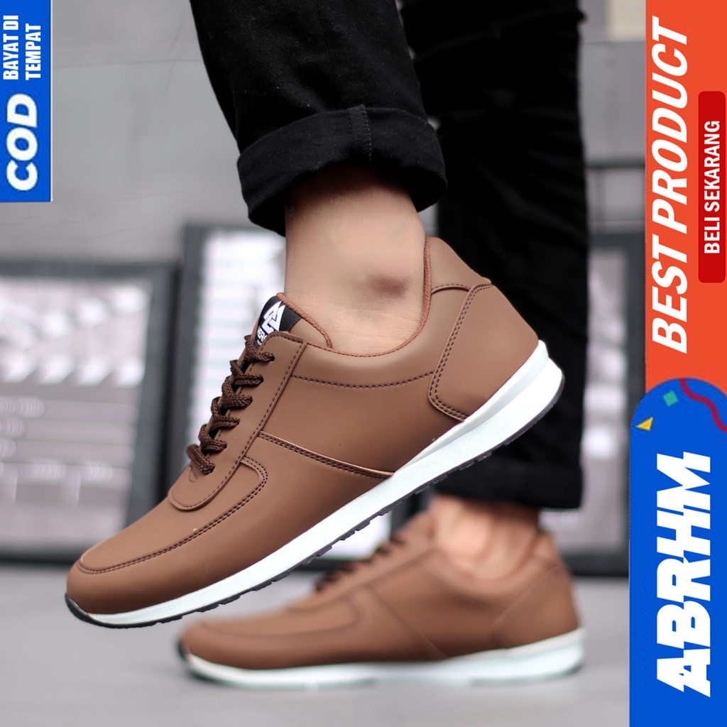 ABRHM x PREY Sepatu Casual Sneaker Pria Sepatu Pria Casual Sneakers Kulit Pu Ori Cowo/Cowok Keren Sepatu Kasual Kerja Kuliah Kondangan Gaya Santai Keren Kekinian Original Murah Terlaris