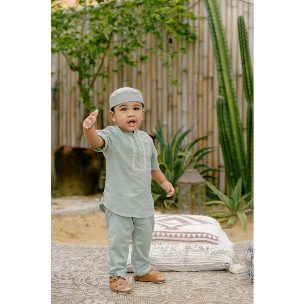 Baju Koko Anak Laki Laki Setelan Muslim Fashion Cowok Peci BOHOPANNA - RAYA COLLECTION - HARUN SET Lebaran 1-6 Tahun