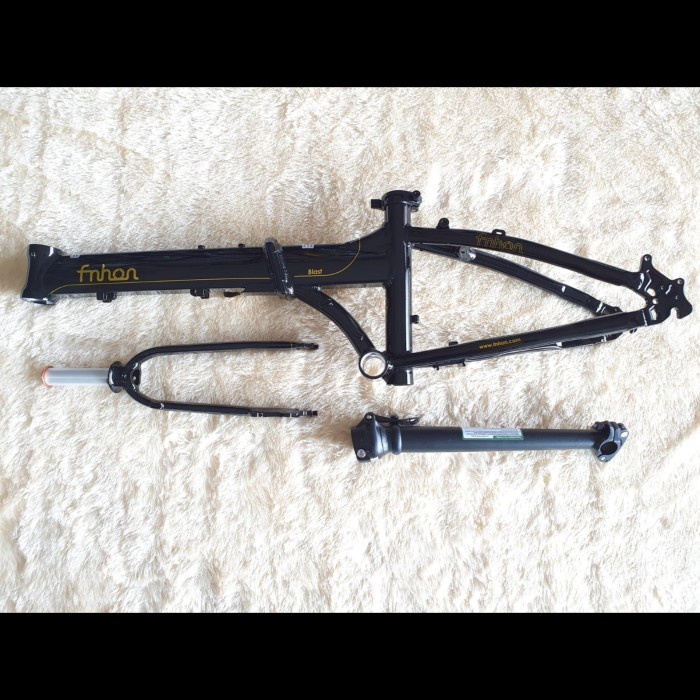 Frame set Fnhon Blast Black gold Glosy Hitam Emas Discbrake 20 22 inch