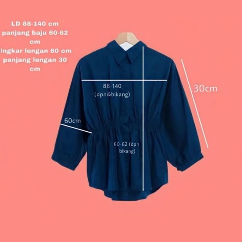 ALYA SHIRT - Kemeja Wanita - Atasan Wanita Oversize - Kemeja Linen - Kemeja Kerut Depan