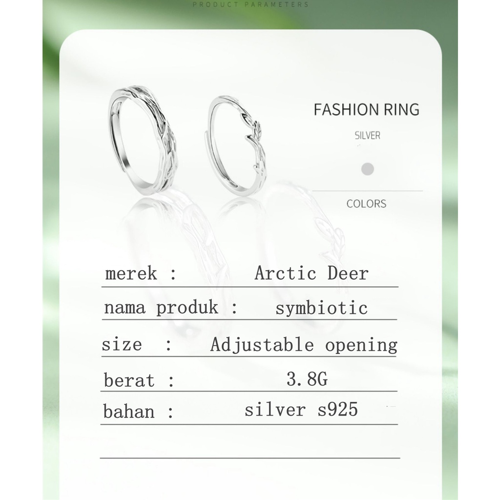 Cincin couple Sterling silver S925-symbiotic cincin Pasangan cincin fashion  perak asli S925 Original Arctic Deer