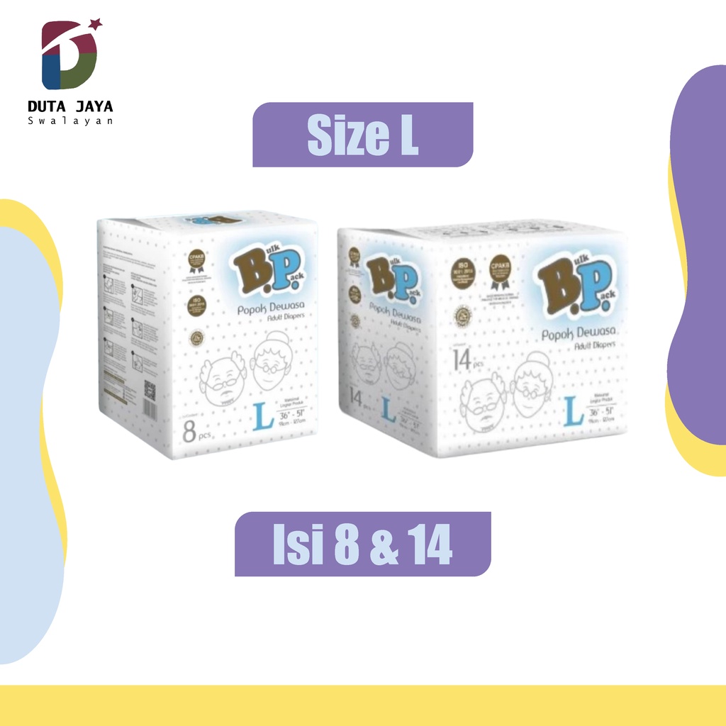 BP Adult Diapers Bulk Pack Pempers Popok Dewasa Perekat Size L Isi 7, 14 Pcs