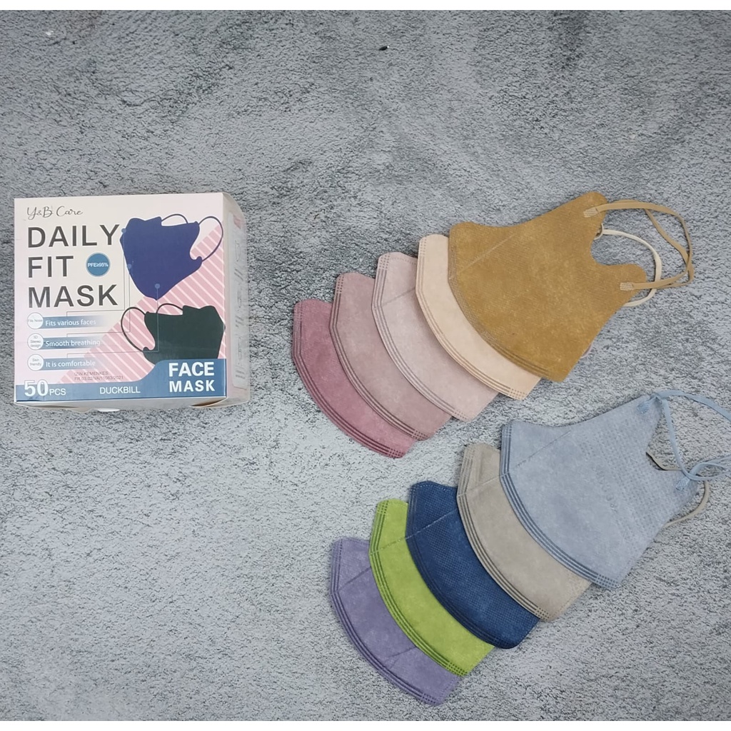 MASKER DUCKBILL MIX WARNA Y&amp;B CARE isi 50 pcs