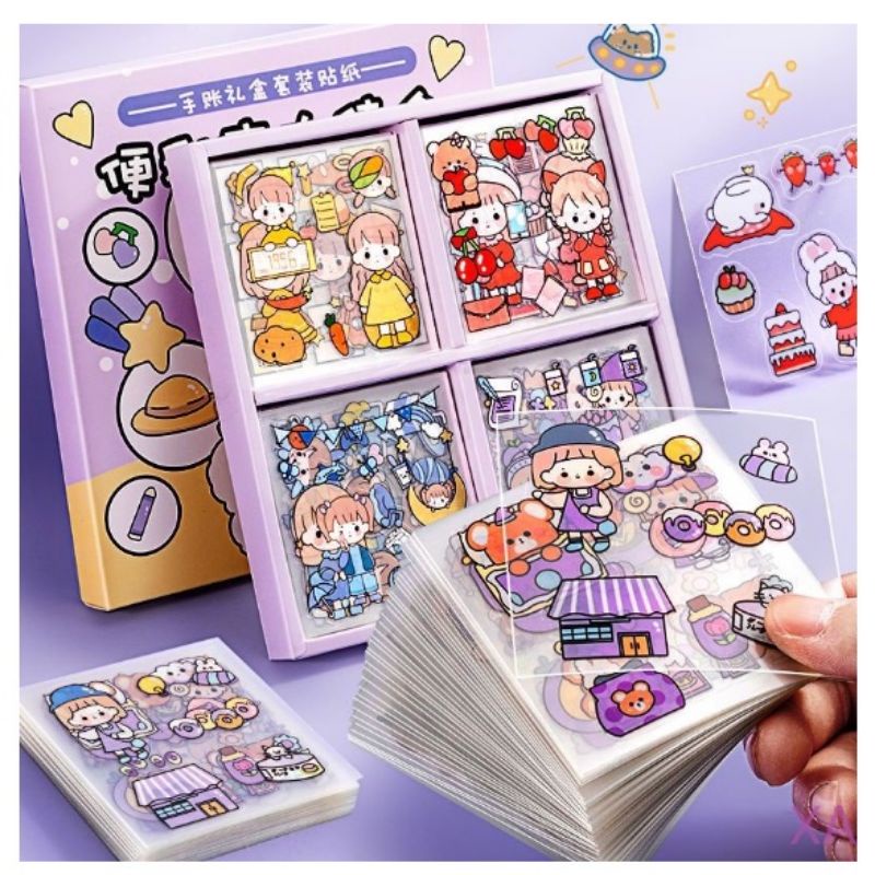 

STICKER MOMO WATERPROOF ISI 100 PCS PER BOX/ STIKER DIY KOREA VIRAL MURAH