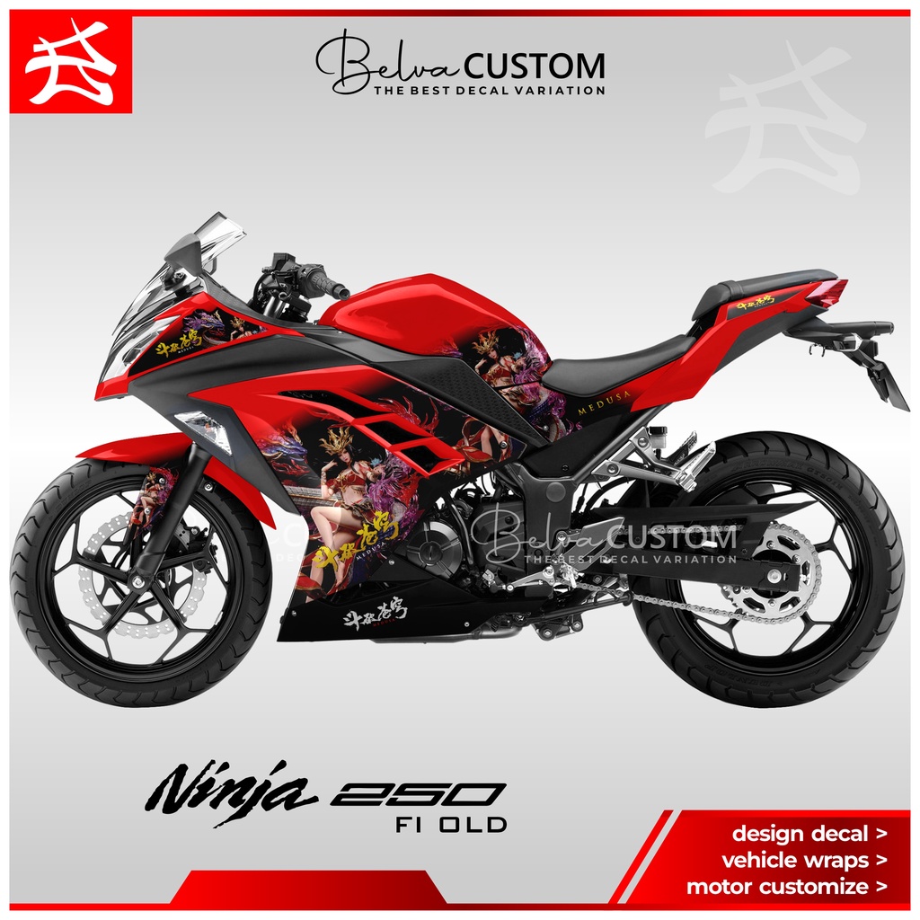 Striping Ninja 250 Fi Old Anime Medusa / Stiker Motor Kawasaki Ninja Fi Design Custom / Stock Decal 