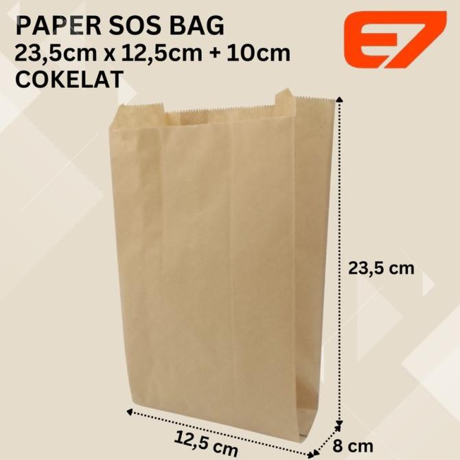 '+'+'+'+] Paper SOS Bag Coklat - Kantong Kertas - Food Paper Bag