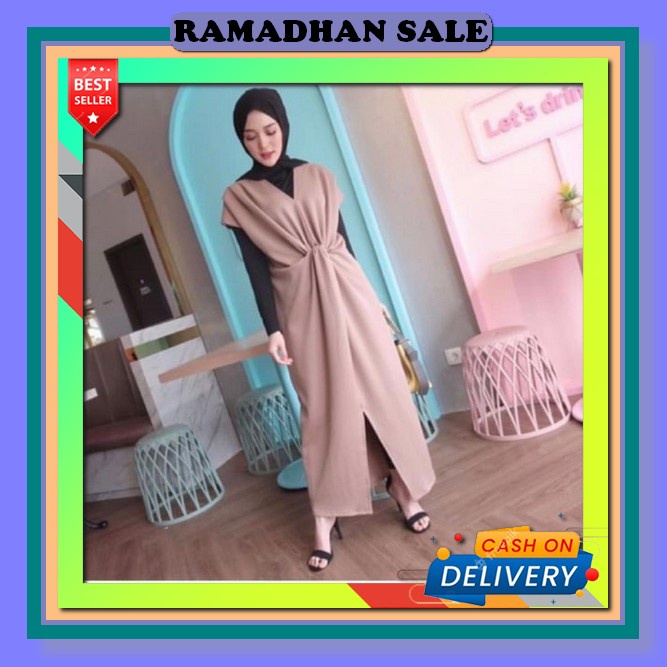 Kaftan Etnik / Kaftan Premium Ceruty Plisket / Kaftan Tsamira Renda / Dress Kaftan Arabian Myredo - 