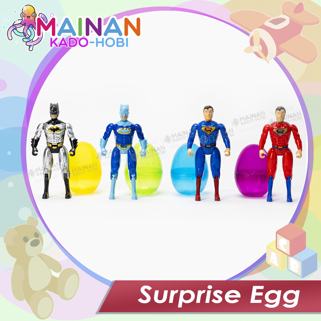 HOBI KOLEKSI HADIAH MAINAN ANAK LAKI PEREMPUAN SURPRISE EGG TELUR KEJUTAN KARAKTER SUPERHERO KARTUN