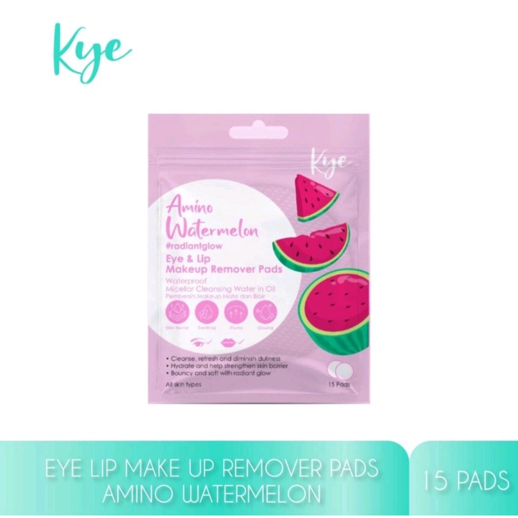 KYE AMINO WATERMELON EYE &amp; LIPS MAKE UP REMOVER 15PADS PEMBERSIH WAJAH