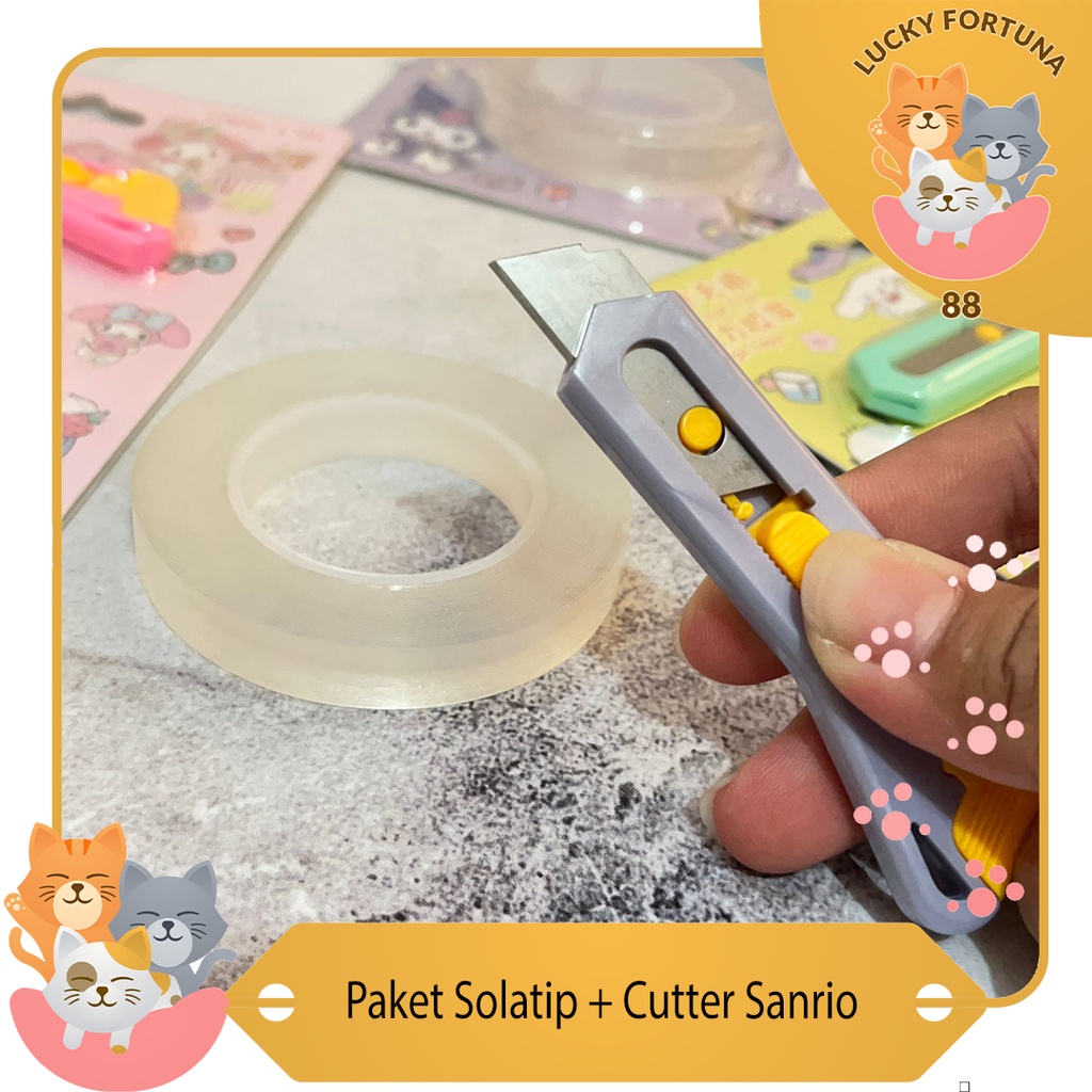 

[LuckyFortuna88] Paket Solatip dan cutter gambar sanrio Pisau Ukir gambar Sanrio Cutter Gambar Sanrio 1 Selotip gambar sanrio lucu murah Pelengkapan sekolah gambar sanrio Perlengkapan kantor gambar sanrio
