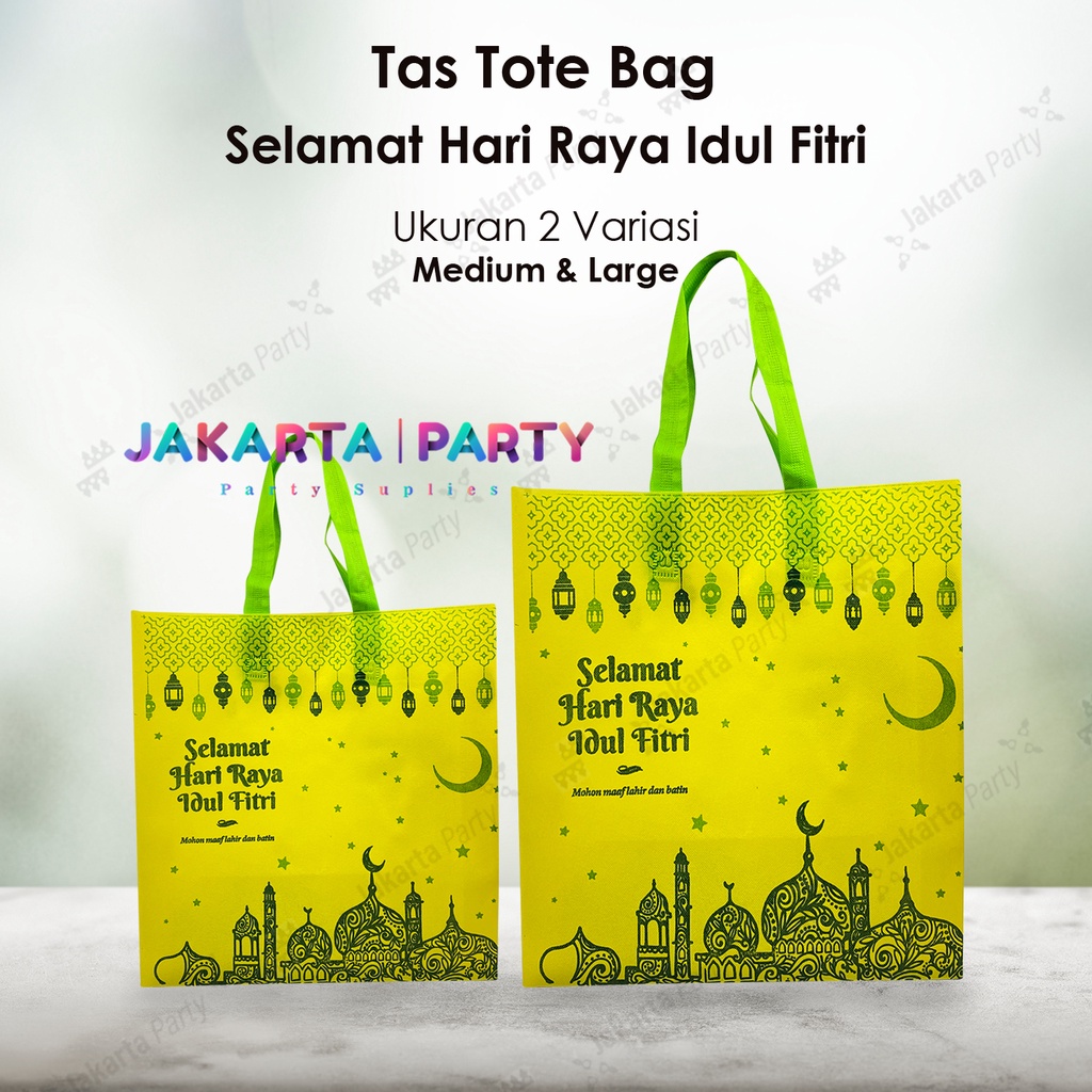 Goodie Bag Lebaran Kuning JUMBO Bahan Tebal / Goodie Bag Idul Fitri / Tas Lebaran / Tas Sembako Lebaran / Tas sembako idul Fitri / Tas Tenteng Lebaran