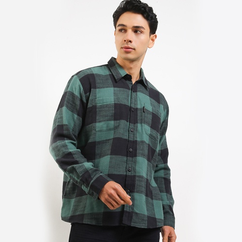 Brand Revolution - Kemeja Flanel Lengan Panjang Pria Reguler Dumont Green
