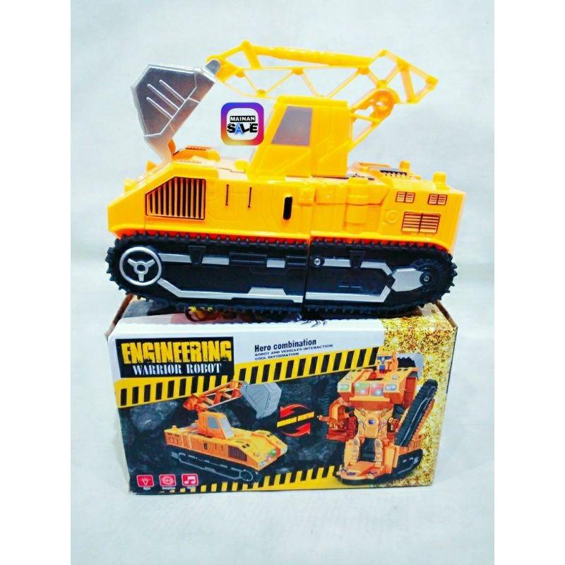 Engineering Warrior Robot Kuning / Mainan Anak Laki Mobil Robot berubah jadi Tank Beko /Mainan Cowok (Gratis Ongkir)