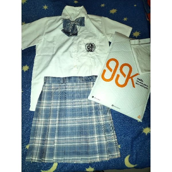 PRELOVED ONE SET KOREAN UNIFORM (Mini Skirt + Top +Tie One Set Blue] BUY AT 99KOUTLET SIZE S