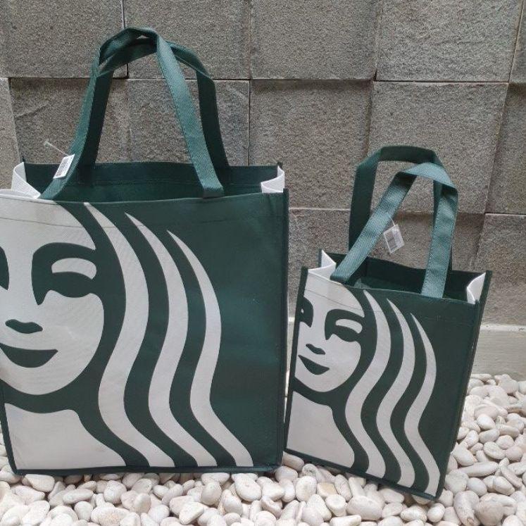 >XG34448< Tas kain Starbucks belanja bahan spunbond original murah