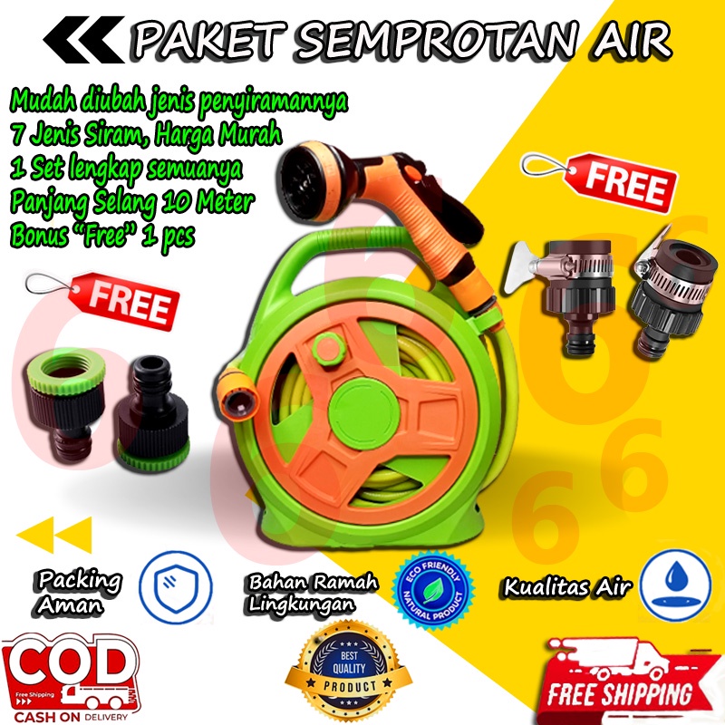 PAKET SEMPROTAN SELANG AIR 10 METER MICRO HOSE REEL SET JET SPRAY SIRAM TAMAN KEBUN ALAT CUCI MOTOR MOBIL COD