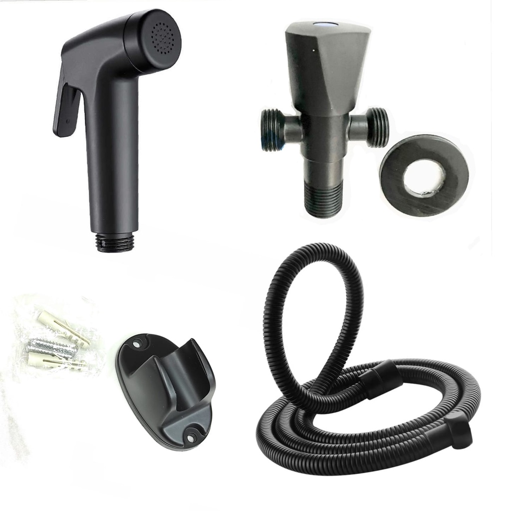 Paket Jet Shower Cebok Toilet + Stop Kran Shower Hitam Js67B Set Shower Kloset + Shower Valve HEMAT