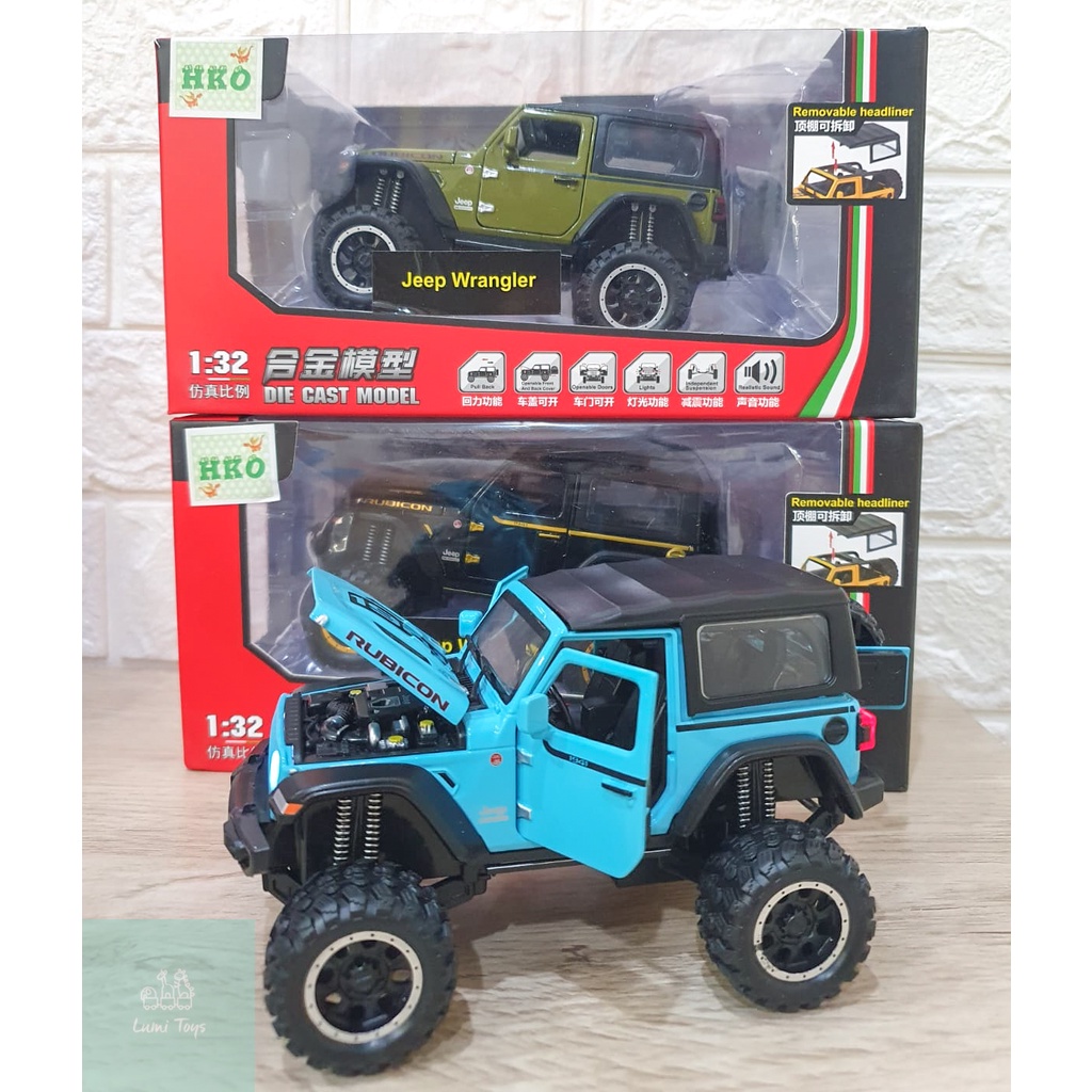 Diecast Mobil Jeep Wrangler Rubicon Pullback Lampu Suara 1:32 CZ09