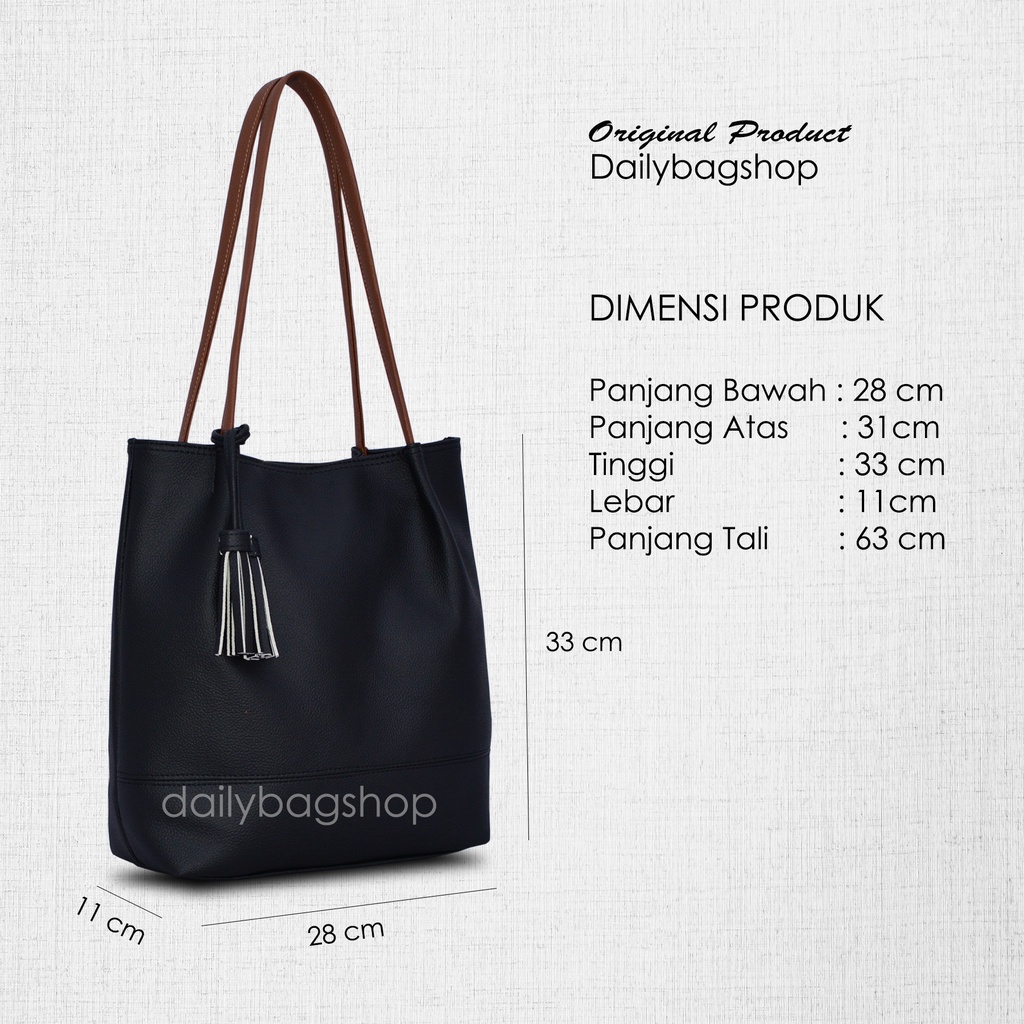 Tas Tote Wanita Daily Tote Bag Dessy Ukuran Besar Jumbo Two Tone Color Muat Banyak Untuk Bekerja Ke Kampus Pengajian Model Simpel Minimalis