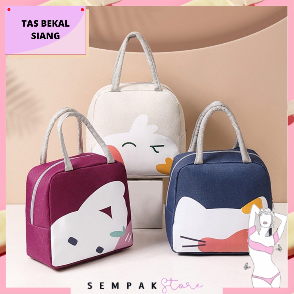SS Tas bekal Makan Siang Karakter Hewan Tahan Panas Portable Lunch Bag New Thermal Cooler Makanan Tas Lunch Box Karakter Anti Air Murah Import