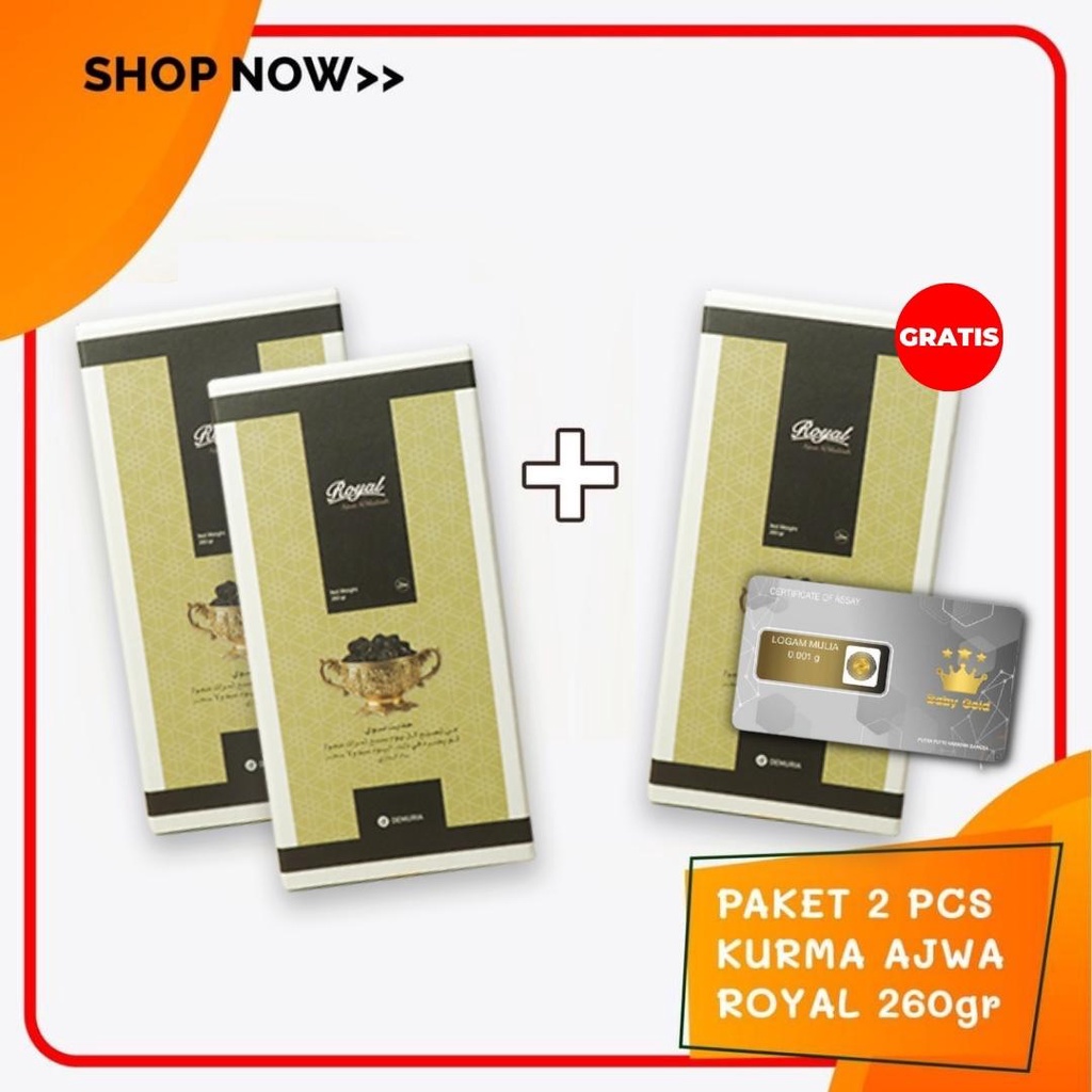 

Kurma Ajwa Royal 260gr 2pcs (Free Ajwa Royal 260gr & Zamzam 50ml) Kurma Ajwa Al-Madinah | Bergaransi Asli