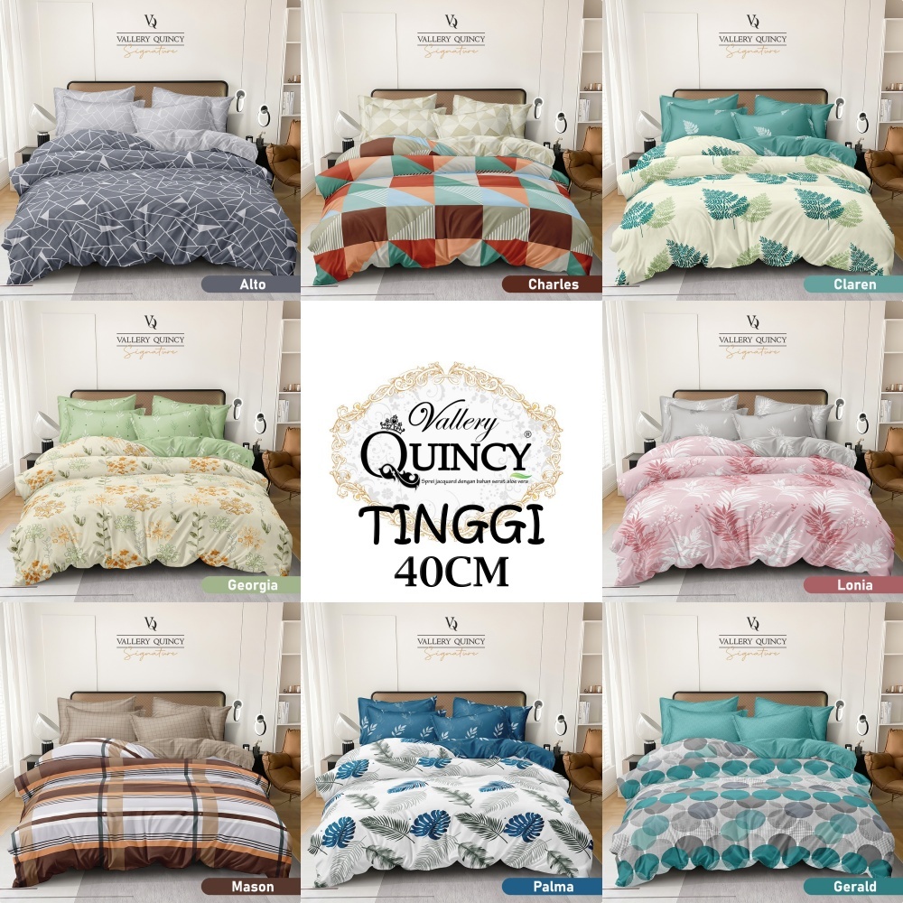 Vallery Quincy Signature - Sprei Queen 160x200 Tinggi 40 Microtex Organic Hand Feel Cotton Jepang