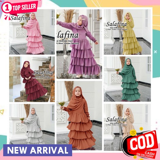 Terbaru Gamis Kaftan Anak Perempuan 6-12 Tahun Bahan Crinkle Airflow Gamis Kaftan Anak Terbaru 2023 