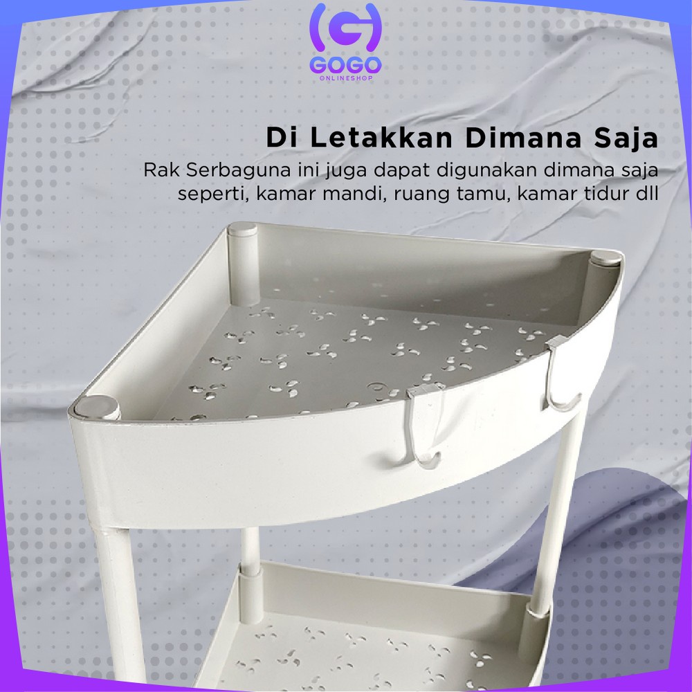 GOGO-C824 Rak Dapur Triangle 4 Tingkat Rak Trolley Susun Penyimpanan Serbaguna Dengan Roda / Rak Kamar Mandi Sudut Anti Air