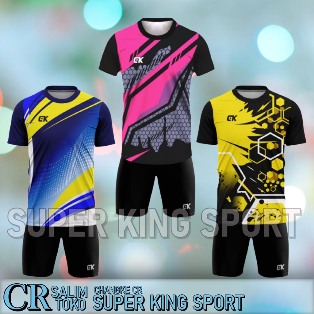 Setelan Baju dan Celana Baju Badminton Kaos Bulutangkis Bola Futsal Printing  Dewasa Size M L XL