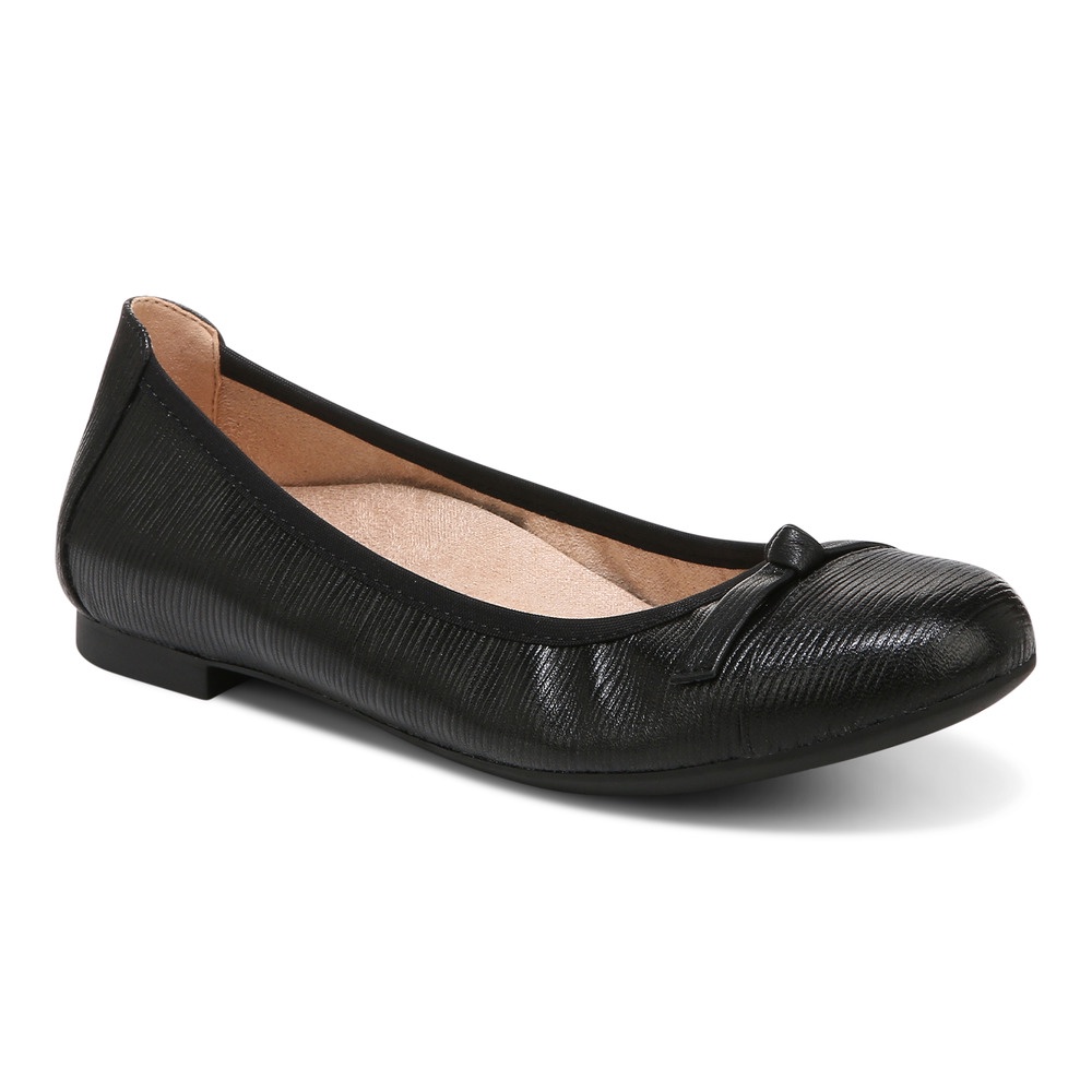Vionic Amorie Black Flat Shoes Wanita