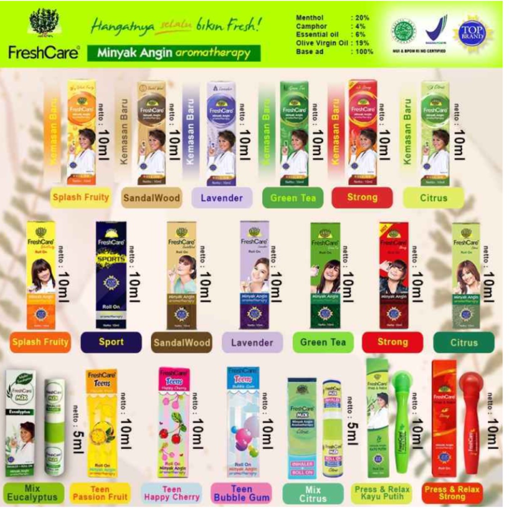 Fresh Care Minyak Angin Aromatheraphy tersedia 10 Varian @ 10 ml