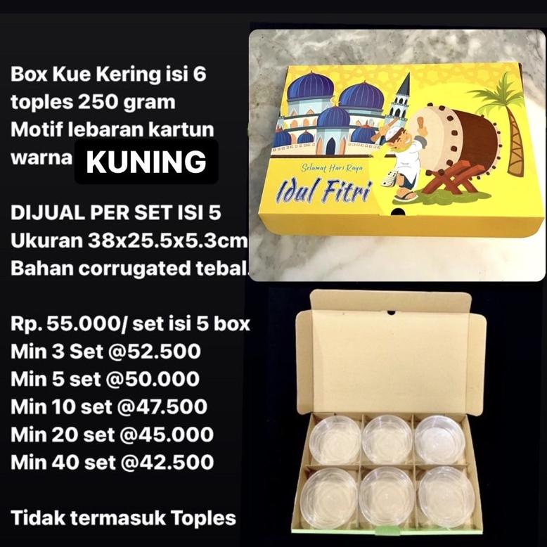 

BOX KUE KERING MUAT 6 TOPLES 250 GRAM MOTIF LEBARAN KARTUN .