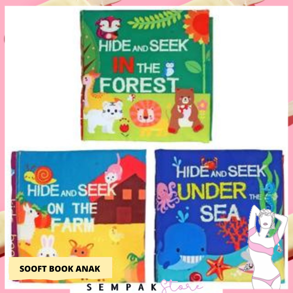 SS  Buku Kain Anak Mainan Softbook Baby Touch 3D Cloth Book With Animal Tail Sensory Bahasa Inggris Buku Belajar Edukasi