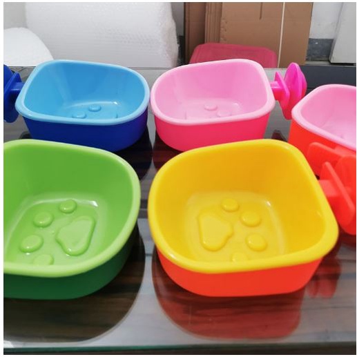 Bowl Single Gantung Petak Tempat Makan Minum Hewan Kucing Anjing Jepit