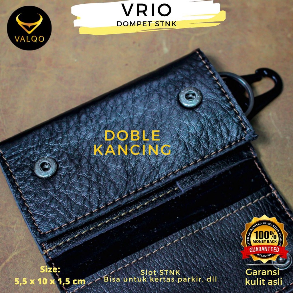 [VALQO] Dompet STNK VRIO Hitam Gantungan kunci kulit sapi untuk Mobil Motor bisa COD