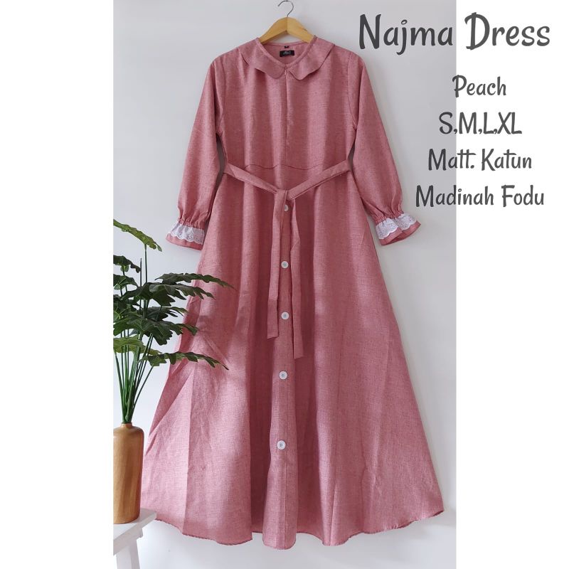 TERLARIS gamis katun madina Najma dress/ gamis katun madina / gamis busui / gamis katun madinah