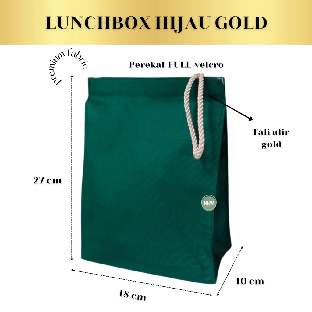 Lunchbox Canvas HIJAU EMERLAD 18x10x27 goodie bag hampers