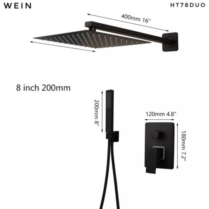 Terlaris Kran Tanam 2 Fungsi Hitam + Wall Shower + Hand Shower