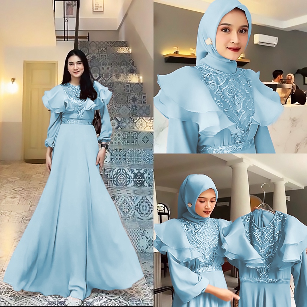 PCS MAXY MEGHAN FASHION PAKAIAN WANITA DRESS GAMIS GAUN MAXY MS 3 UKURAN M L XL