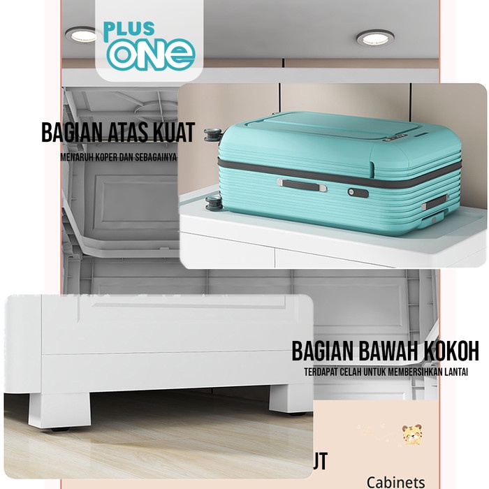 Plusone - Lemari Pakaian Plastik Lemari Pakaian Anak Storage Box -1230