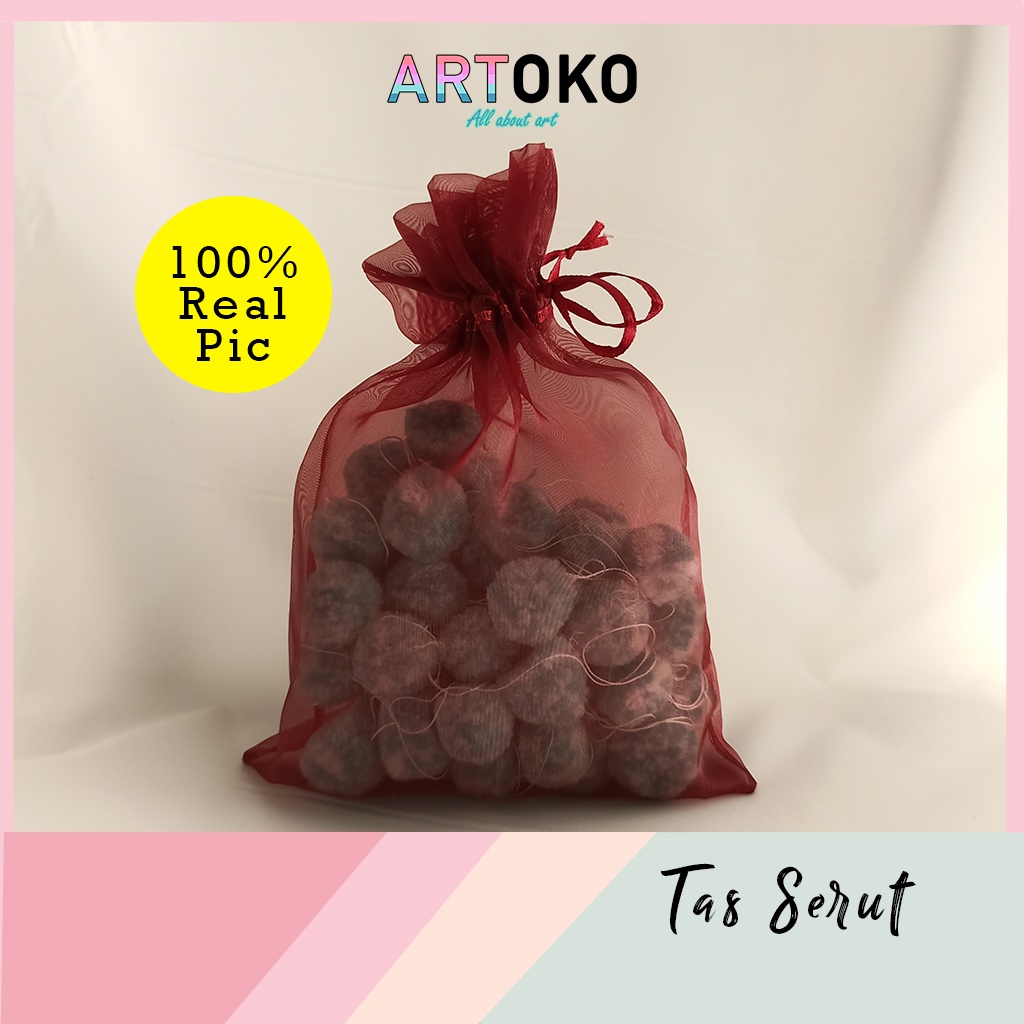 

Tas serut Organdi 60x50cm kantong kantung bag pouch kado souvenir aksesoris