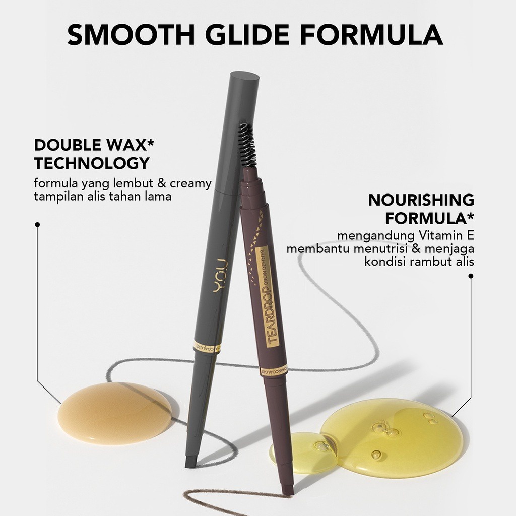 YOU Teardrop Brow Definer | Pensil Alis Waterproof | Pigmented Tahan Lama