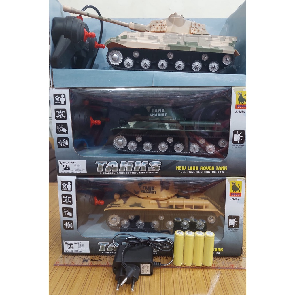 Tanks Chariot RC 4 ARAH CHARGER BATERAI Mainan Army Tank Tentara Remote Suara Lampu