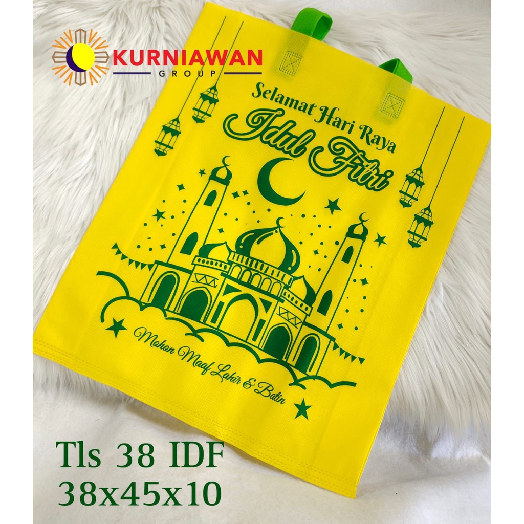 

Goodie Bag Idul Fitri Lebaran 38 x 45 (1 sisi) Spunbond Tote Bag Press Tali Souvenir Weding Hajatan Perlusin (12 Pcs)