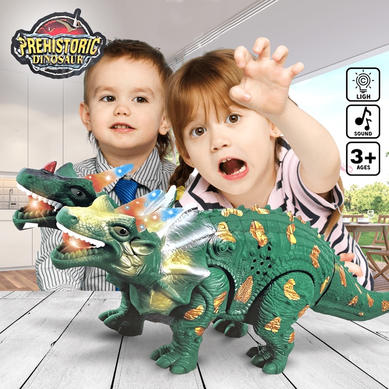 MAINANKEI MAINAN ANAK PREHISTORIC DINOSAUR DINO DUA KEPALA PR-17630 TERDAPAT MUSIK DAM LAMPU MENYALA