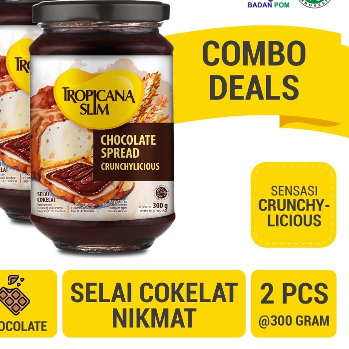 

☋ Twin Pack - Tropicana Slim Chocolate Spread 300 gram - Selai Cokelat Nikmat Tanpa Gula Pasir ♗