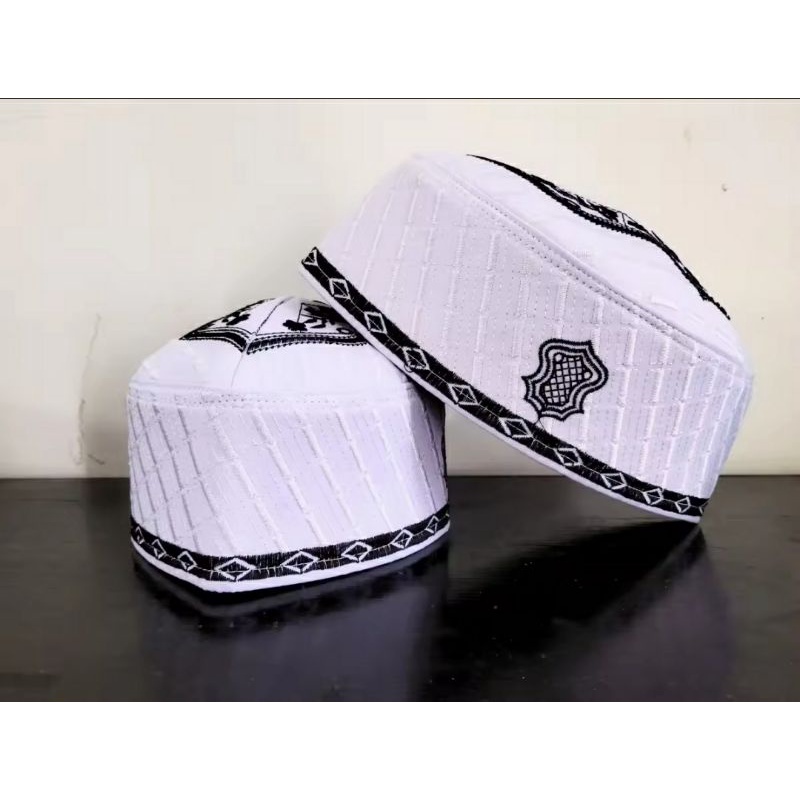 Peci kopiah haji terompah malaysia bordir logo