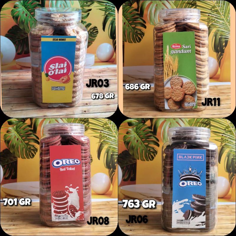 Cemilan / Snack / Lebaran / Viral / Toples Jerapah / Slai O Nanas / Sari Gandum Cokelat / Oreo Redve