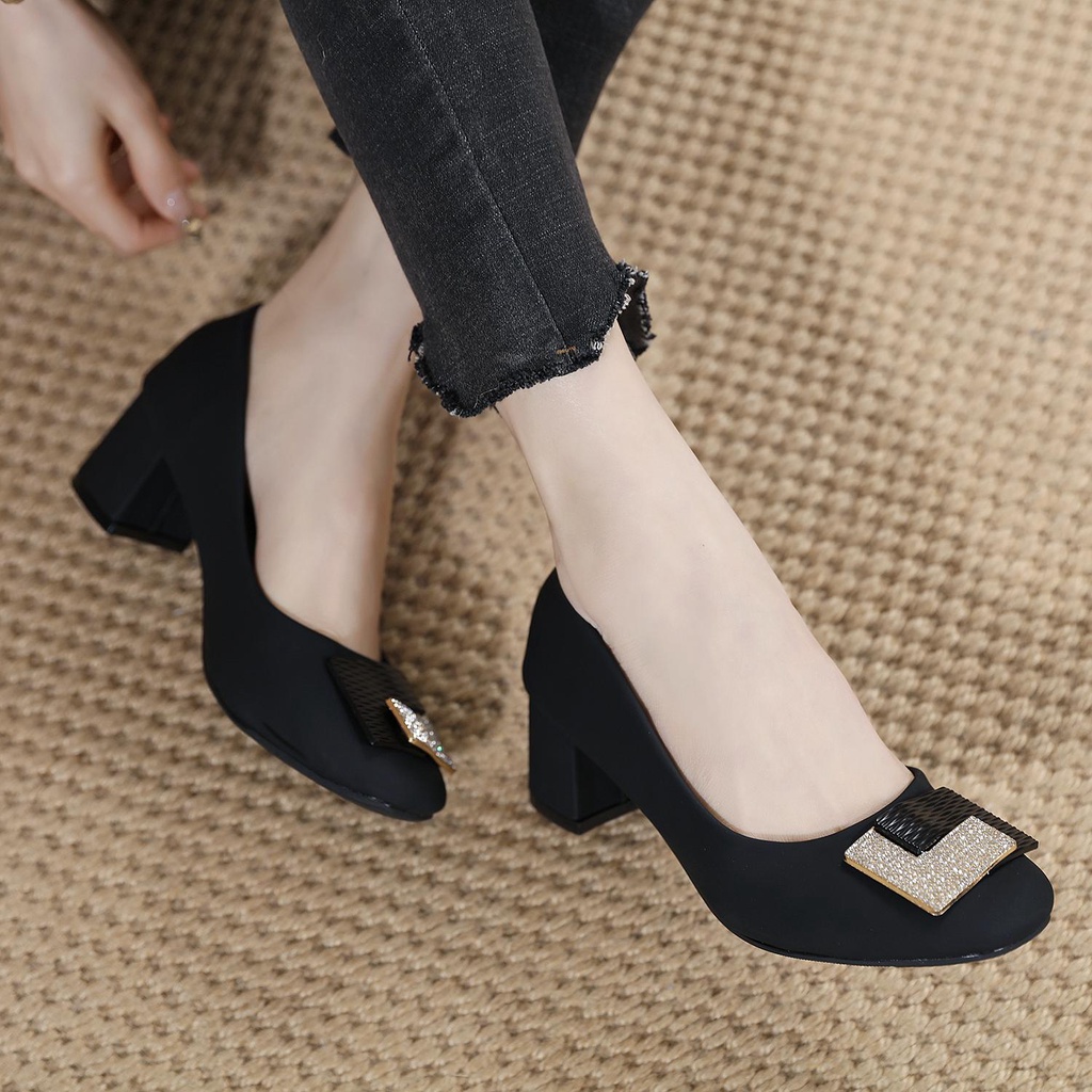 GSW Sepatu kerja wanita hak tahu heels chuncky ( C2021 ) heels wanita import